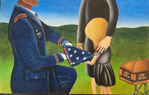 Child given American flag at funeral 